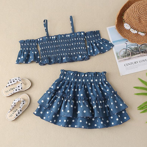 Summer Polka Dot Print Skirt Set